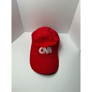 CNN‎ Red Baseball Cap Adult Adjustable Embroidered Logo News Hat